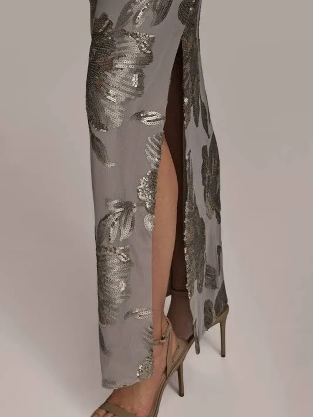 Donna Karan Women's Sequin Floral Sleeveless Gown - Picture 9 of 11